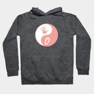 Cute pawprint handprint ying yang for rabbit owner Hoodie